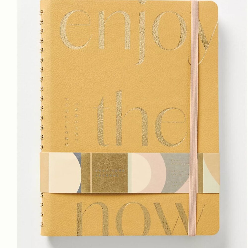 Anthropologie Enjoy The Now Gratitude Journal  vegan leather cover NEW